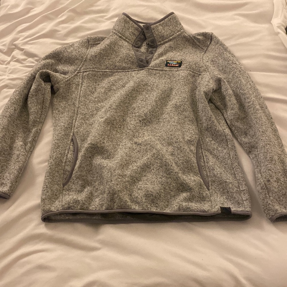 Women's L.L.Bean Sweater Fleece Pullover Pewter Large